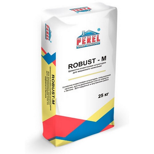 Штукатурка цементно-известковая Perel Robust-M 0514 серая 25 кг