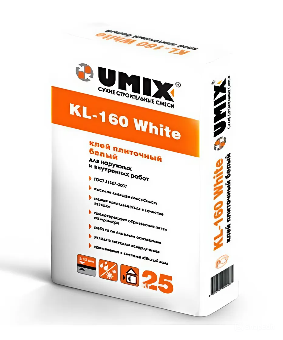 Клей UMIX KL-160 White белый для плитки 25 кг