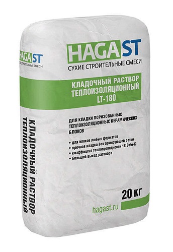 Кладочная смесь теплоизоляционная HAGA ST LT-180 20 кг