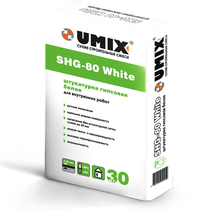 Штукатурка гипсовая UMIX SHG-80 White белая 30 кг