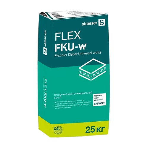 Клей Strasser FLEX FKU-w белый для плитки 25 кг (летний)