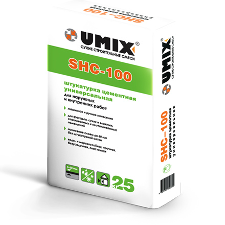 Штукатурка цементная UMIX SHC-100 серая 25 кг